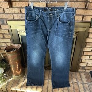 Helix Jeans Mens W34 L32 Cotton Blue Denim Slim Boot Embroidered 5 Pocket Design